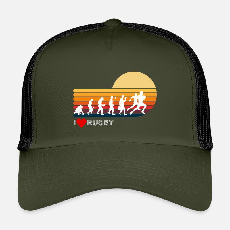 Rugby Retro Evolution Sonnenuntergang - Kinder Trucker-Cap - Olive/Schwarz