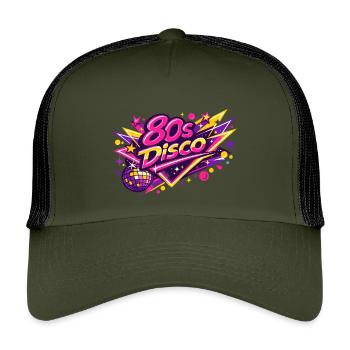 80s Disco Neon Fusion - Kids’ Trucker Cap - olive/black - Front