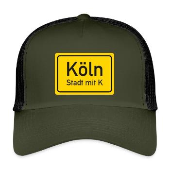 Kölner Ortsschild Deutschland - Kinder Trucker-Cap - Olive/Schwarz - Vorne