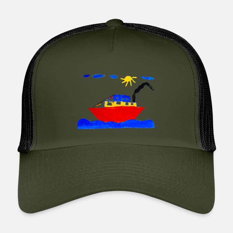 Feriendampfer - Kinder Trucker-Cap - Olive/Schwarz