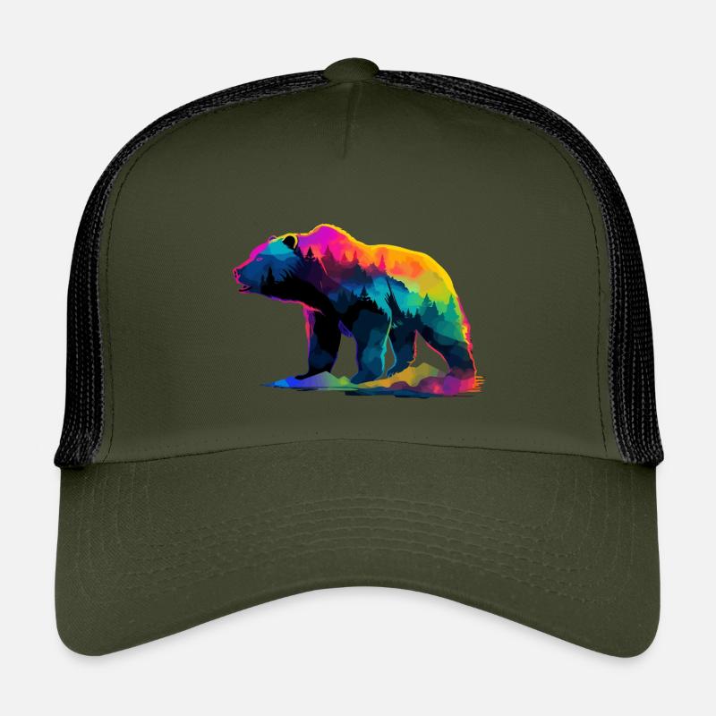 Bär in den Bergen - Kinder Trucker-Cap - Olive/Schwarz
