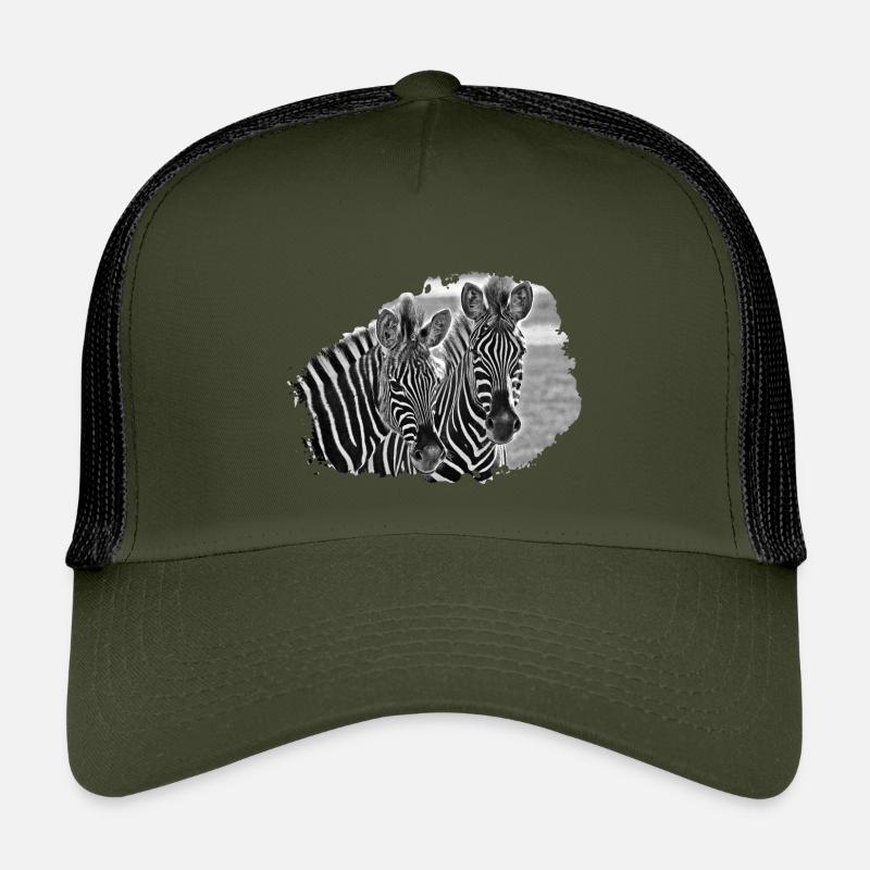 Schwarzweiß Zebra-Duo - Kinder Trucker-Cap - Olive/Schwarz