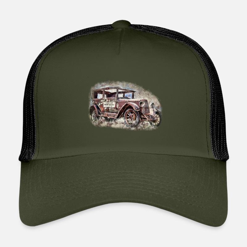 Nostalgisches Altes Amerikanisches Traumauto - Kinder Trucker-Cap - Olive/Schwarz