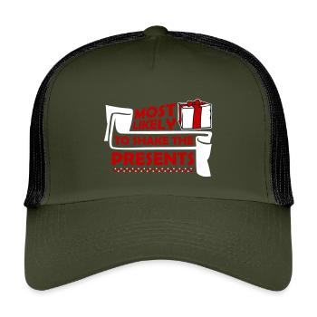 Most Likely to Shake the Presents Weihnachten Spaß - Kinder Trucker-Cap - Olive/Schwarz - Vorne