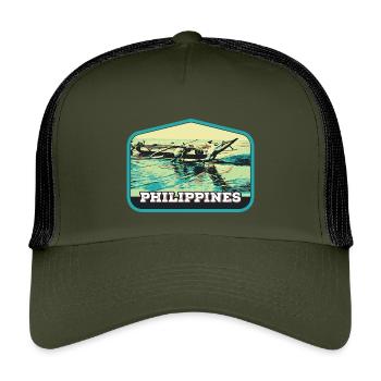 Authentisches Angeln auf den Philippinen - Kinder Trucker-Cap - Olive/Schwarz - Vorne
