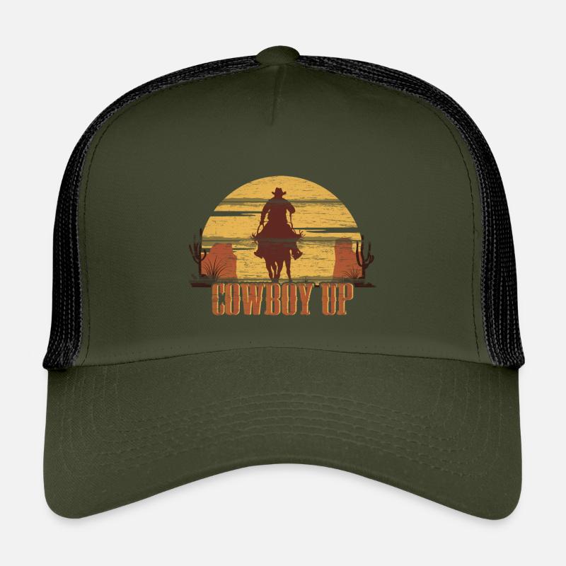Cowboy Up - Kinder Trucker-Cap - Olive/Schwarz