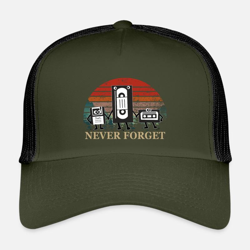 Retro Kassetten-Trio mit Never Forget Theme - Kinder Trucker-Cap - Olive/Schwarz
