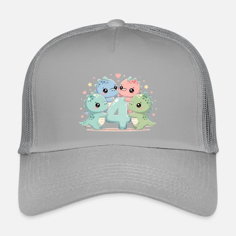 4th Birthday Dino Dinosaur 4 Years Gift Kids’ Trucker Cap