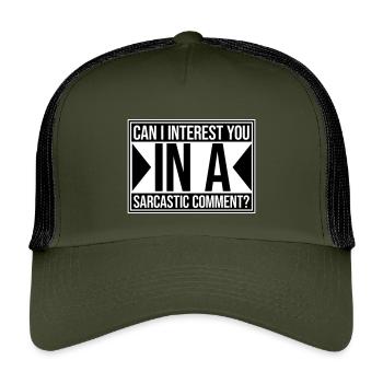 Can I Interest You In A Sarcastic Comment Lustig - Kids’ Trucker Cap - olive/black - Front