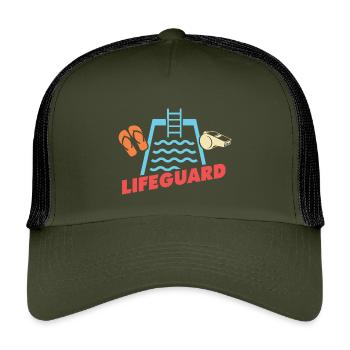 Lifeguards Love Lifeguard Swimmers - Kids’ Trucker Cap - olive/black - Front