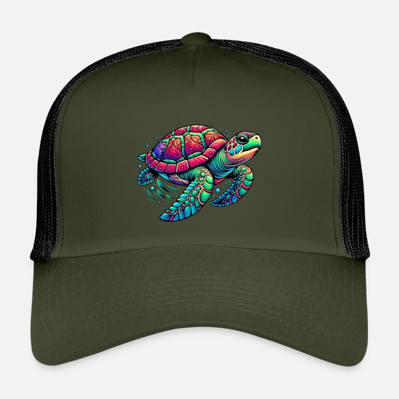 Schildkröte - Kinder Trucker-Cap - Olive/Schwarz