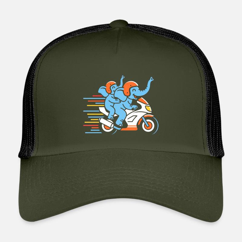 Elephant racing duo on motorcycle Kids’ Trucker Cap