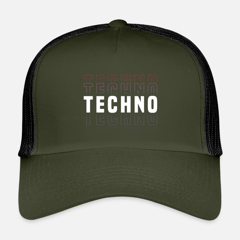 Futuristisches Techno-Design mit Neonfarben - Kinder Trucker-Cap - Olive/Schwarz