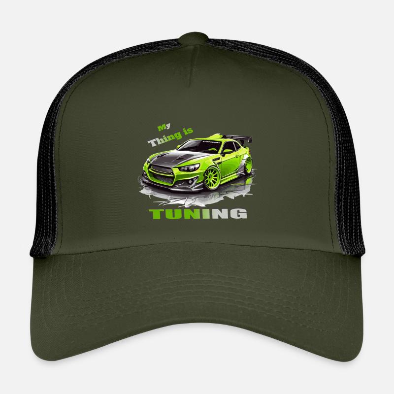 Tuning Auto - Kinder Trucker-Cap - Olive/Schwarz