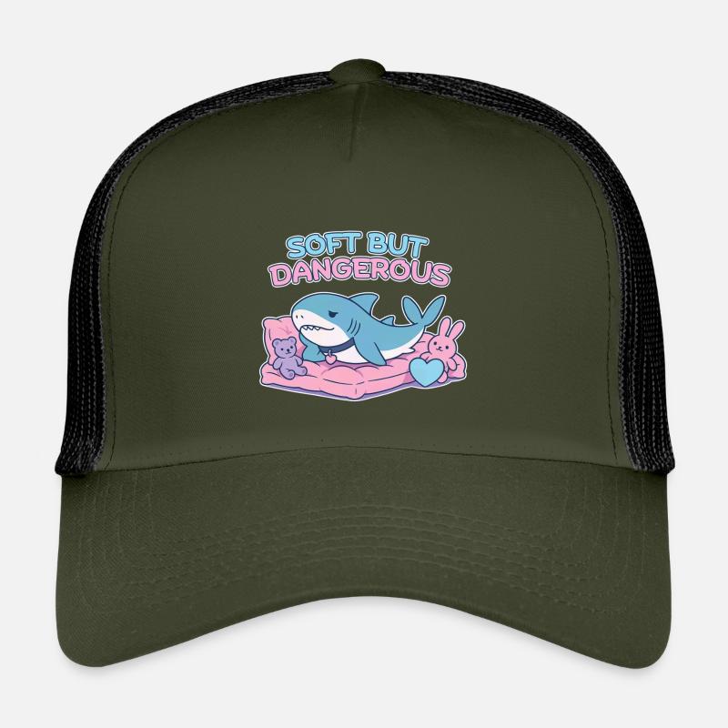 BLAHAJ – Doux et Danger - Casquette trucker enfant - olive/noir