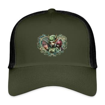 Les trois fées, compagnes du cœur magique - Casquette trucker enfant - olive/noir - Devant