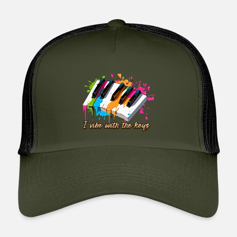 Im Einklang mit den Klavier Tasten - Pianist - Kinder Trucker-Cap - Olive/Schwarz