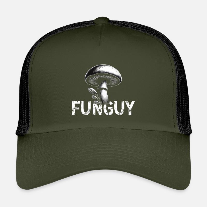 Design champignon avec lettrage - Casquette trucker enfant - olive/noir