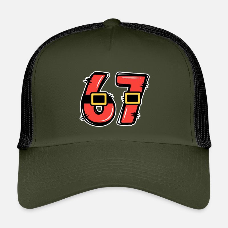 Lustig Spruch Sechs Sieben Six Seven 67 - Kinder Trucker-Cap - Olive/Schwarz