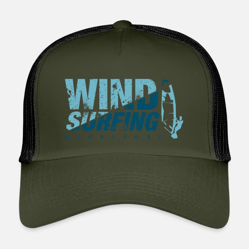 WINDSURFING BLEU Windsurfen - Kinder Trucker-Cap - Olive/Schwarz