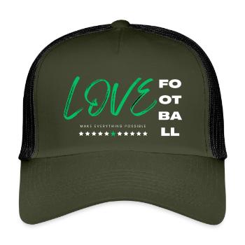 Love football green - Kids’ Trucker Cap - olive/black - Front