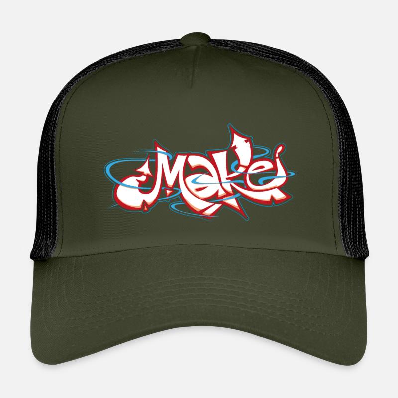 Rotes Graffiti des Wortes make Kinder Trucker-Cap