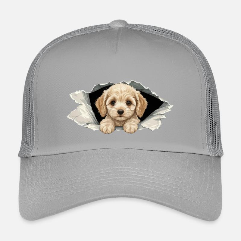 Cute Peeking Cockapoo Goldendoodle Ripped Paper Kids’ Trucker Cap