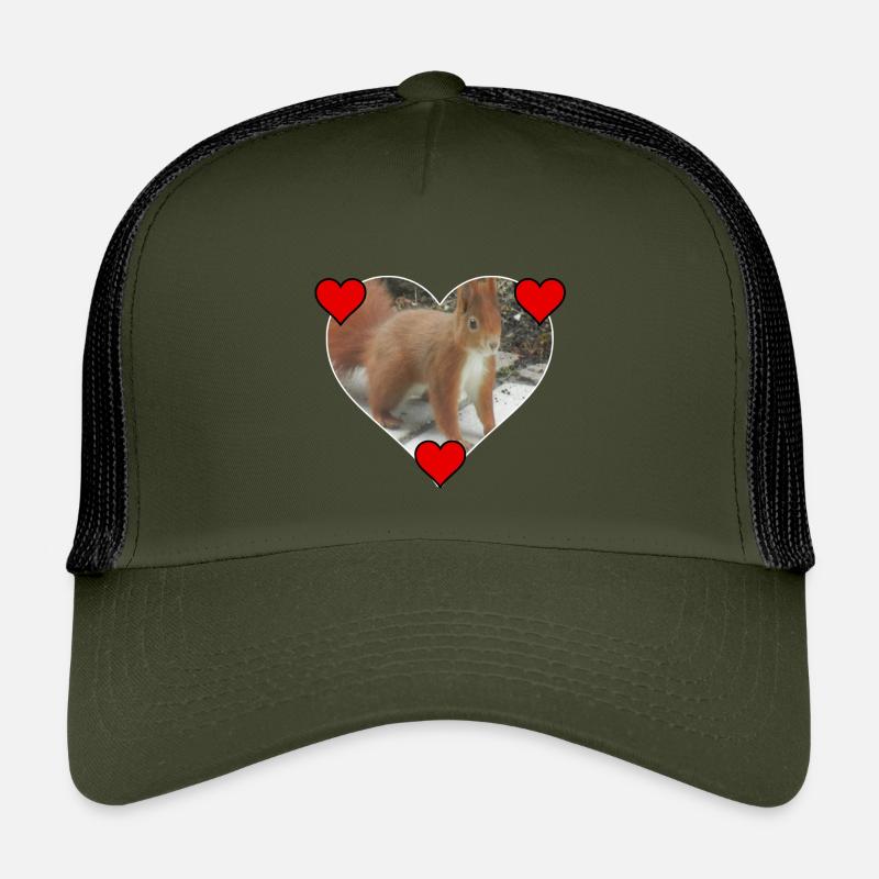 Eichhörnchen Squirrel Liebe Love Herz - Kinder Trucker-Cap - Olive/Schwarz