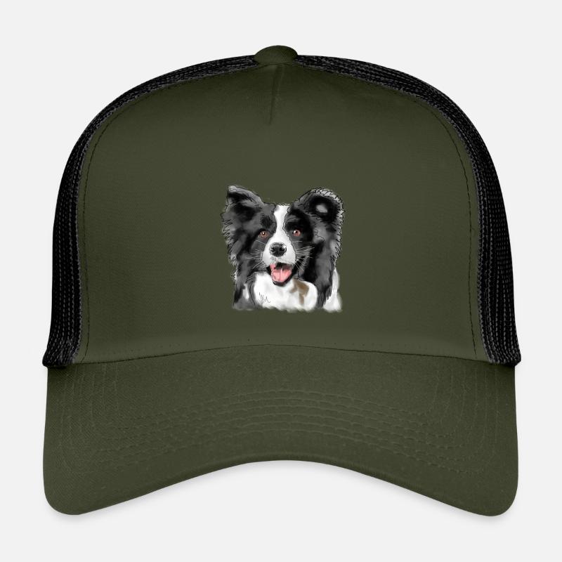 Border Collie - Kinder Trucker-Cap - Olive/Schwarz