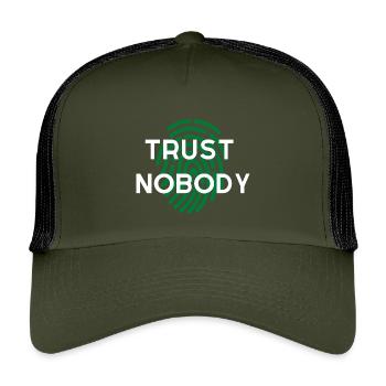 WIDM – Vertraue niemandem. - Kinder Trucker-Cap - Olive/Schwarz - Vorne