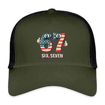US Flag 67 Memes Six Seven - Casquette trucker enfant - olive/noir - Devant