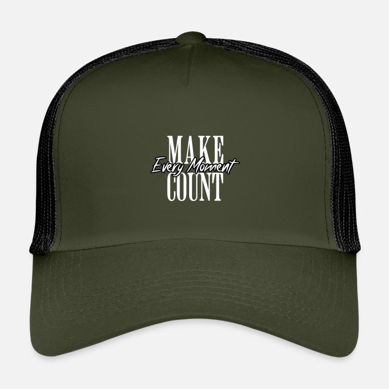 Every Moment Counts Typography - Kids’ Trucker Cap - olive/black
