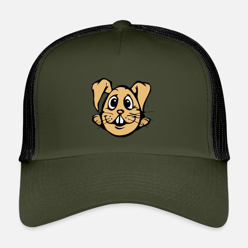 Hasi ! comic Hase Ei lustig Eierkopf Ostern  - Kinder Trucker-Cap - Olive/Schwarz