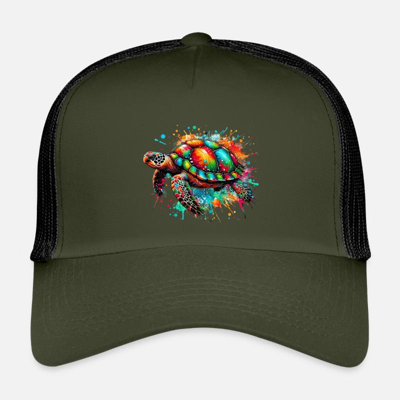 Schildkröte - Kinder Trucker-Cap - Olive/Schwarz