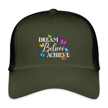 Jardin inspirant des papillons monarques - Casquette trucker enfant - olive/noir - Devant