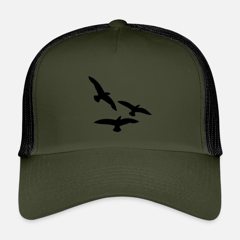 Vögel - Kinder Trucker-Cap - Olive/Schwarz