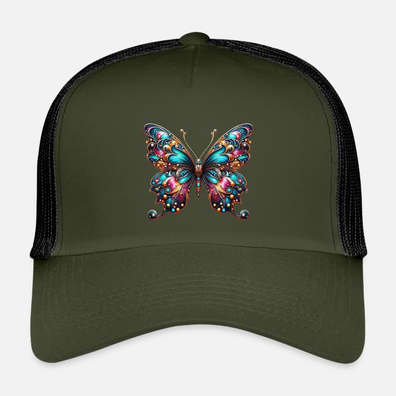 Schmetterling - Kinder Trucker-Cap - Olive/Schwarz