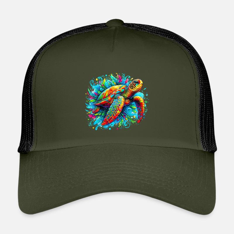 Schildkröte - Kinder Trucker-Cap - Olive/Schwarz