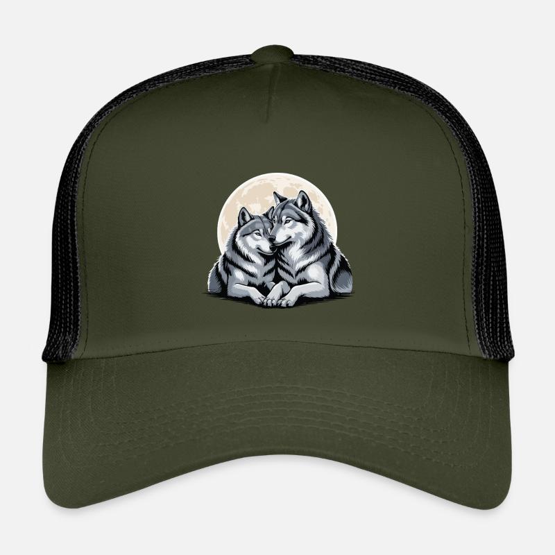 Couple de loups Amour Saint-Valentin Casquette trucker enfant