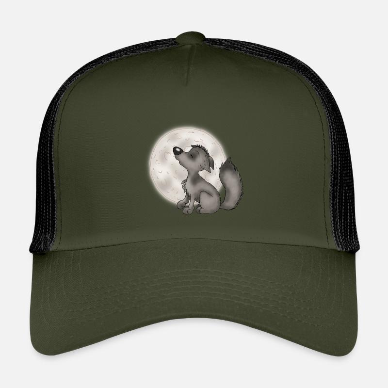 Wölfchen - Kinder Trucker-Cap - Olive/Schwarz