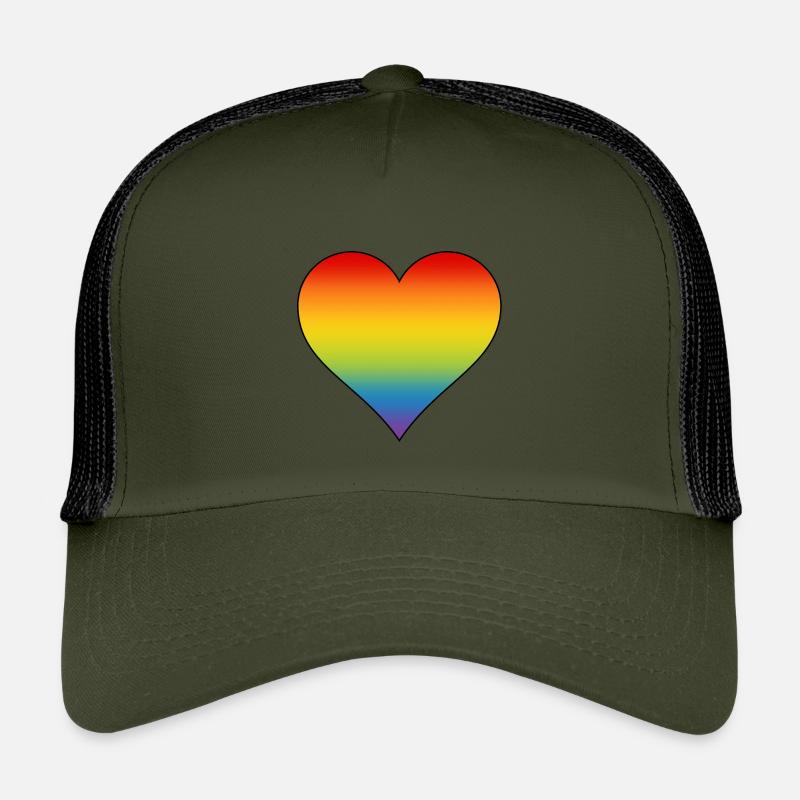 Regenbogen Herz  - Kinder Trucker-Cap - Olive/Schwarz