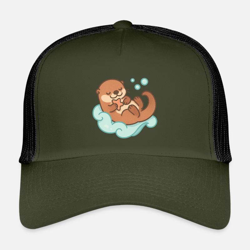 Kawaii Otter mit Seestern - Kinder Trucker-Cap - Olive/Schwarz