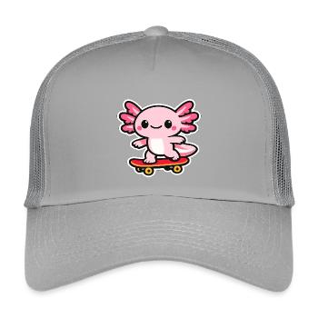 Kuscheliger Skateboard-Drache axolotl - Kinder Trucker-Cap - Hellgrau - Vorne
