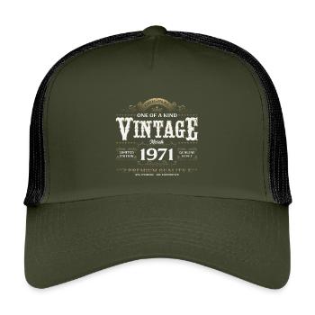 55th Birthday Gift Husband Vintage March 1971 - Kids’ Trucker Cap - olive/black - Front