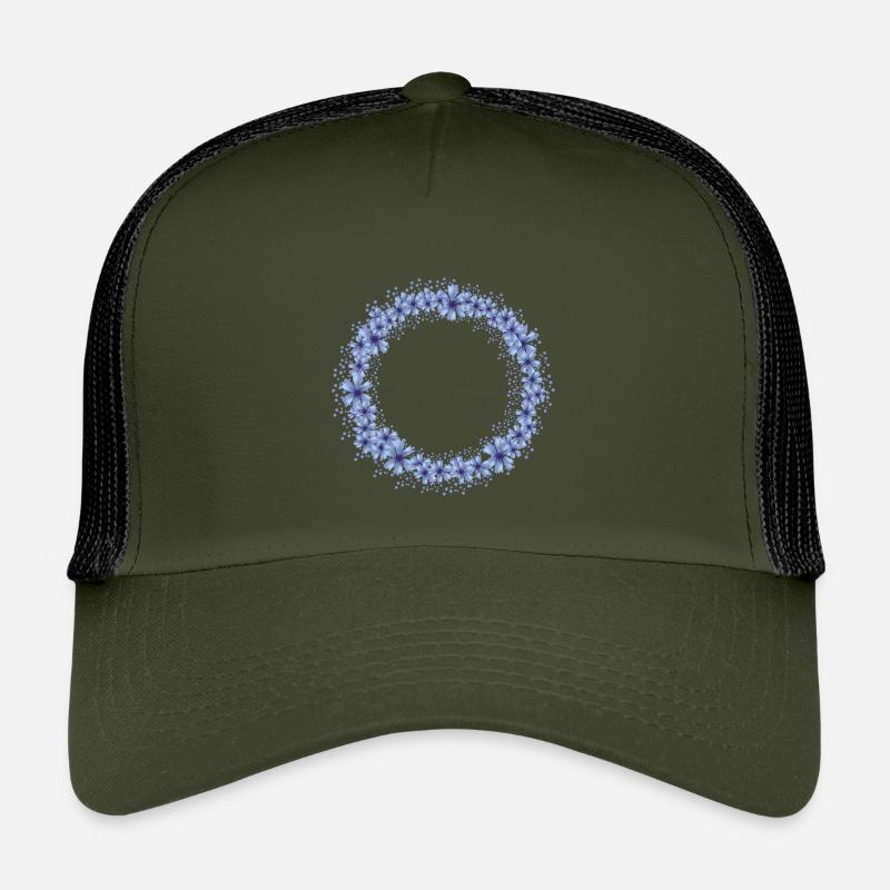 leuchtender blauer Kornblumen Blüten Kranz - Kinder Trucker-Cap - Olive/Schwarz