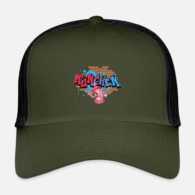 München Graffiti - Kinder Trucker-Cap - Olive/Schwarz