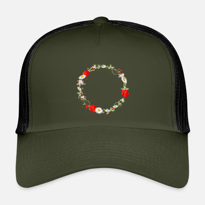 wunderschöner Sommerwiesen Kranz mit Mohnblumen - Kinder Trucker-Cap - Olive/Schwarz