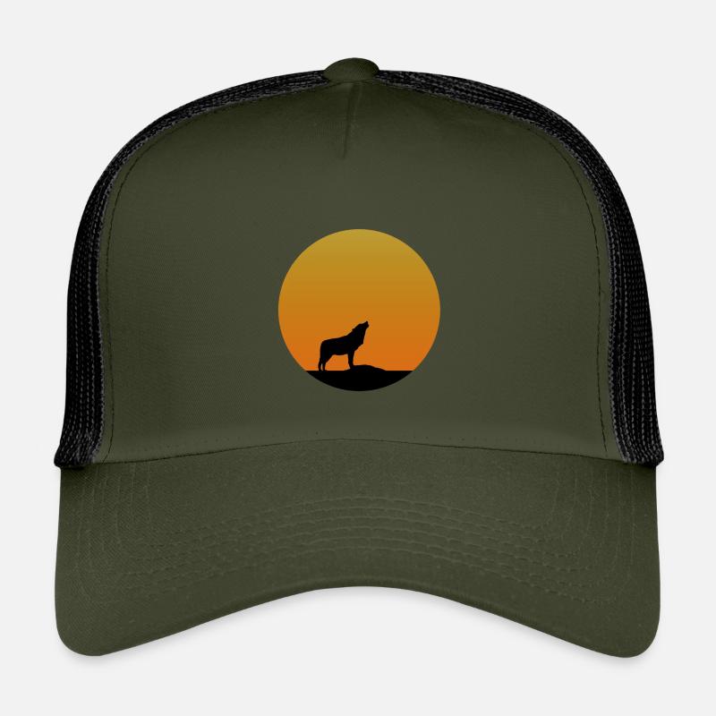 Wolf Sunrise - Kinder Trucker-Cap - Olive/Schwarz