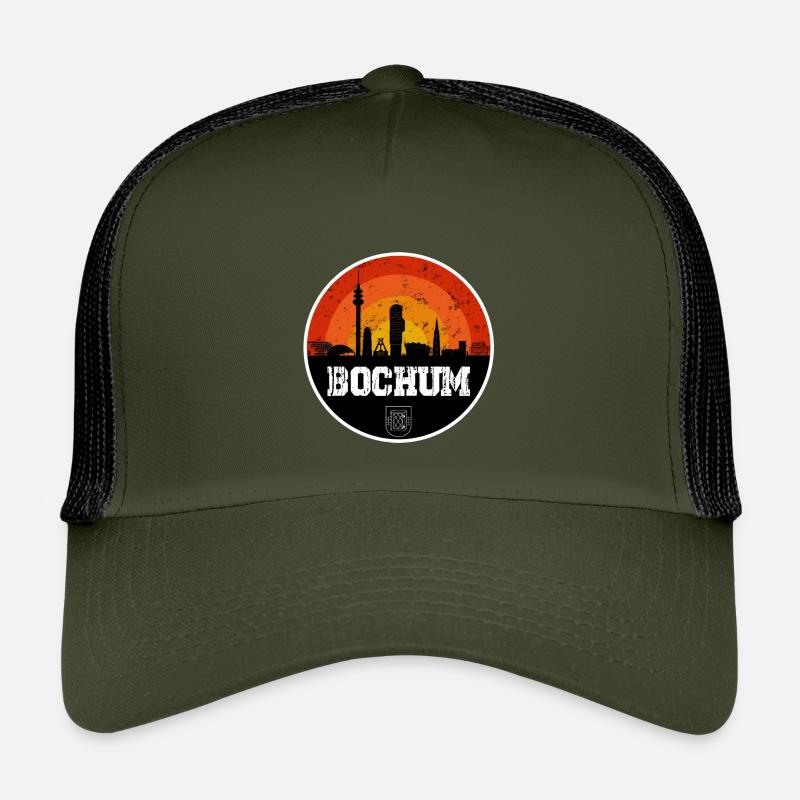 Bochum Skyline mit Wappen - Kinder Trucker-Cap - Olive/Schwarz