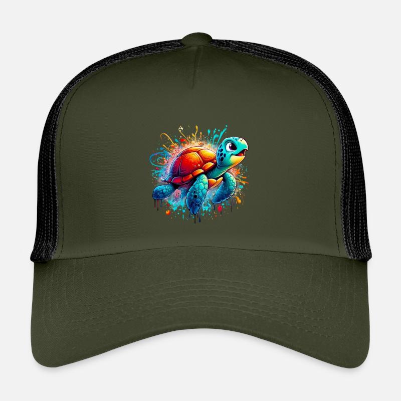 Schildkröte - Kinder Trucker-Cap - Olive/Schwarz